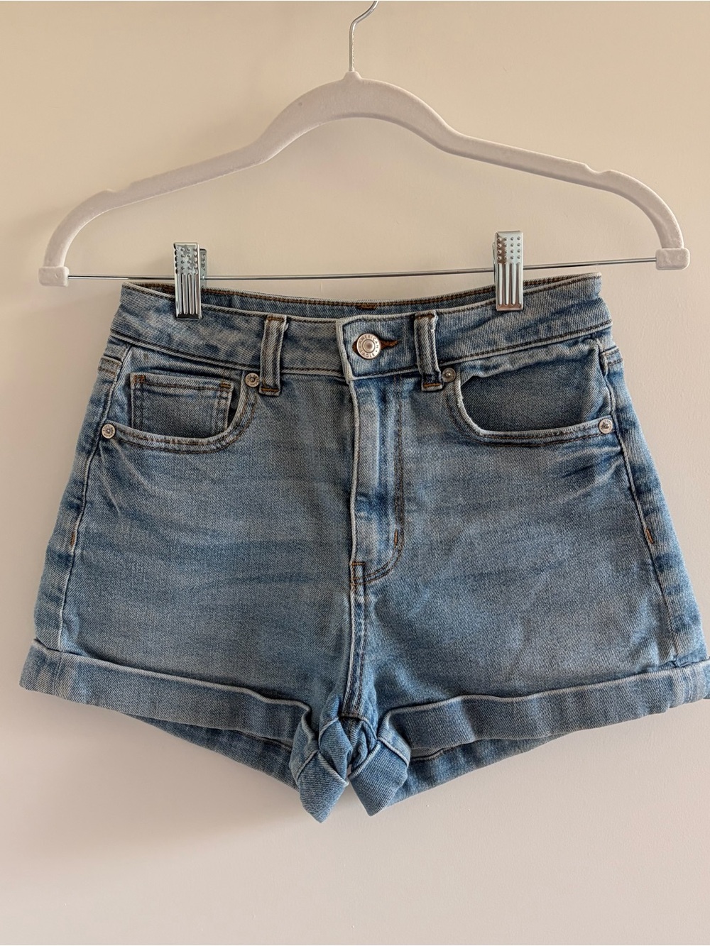 American Eagle Outfitters Light Wash High-Rise Denim Shorts